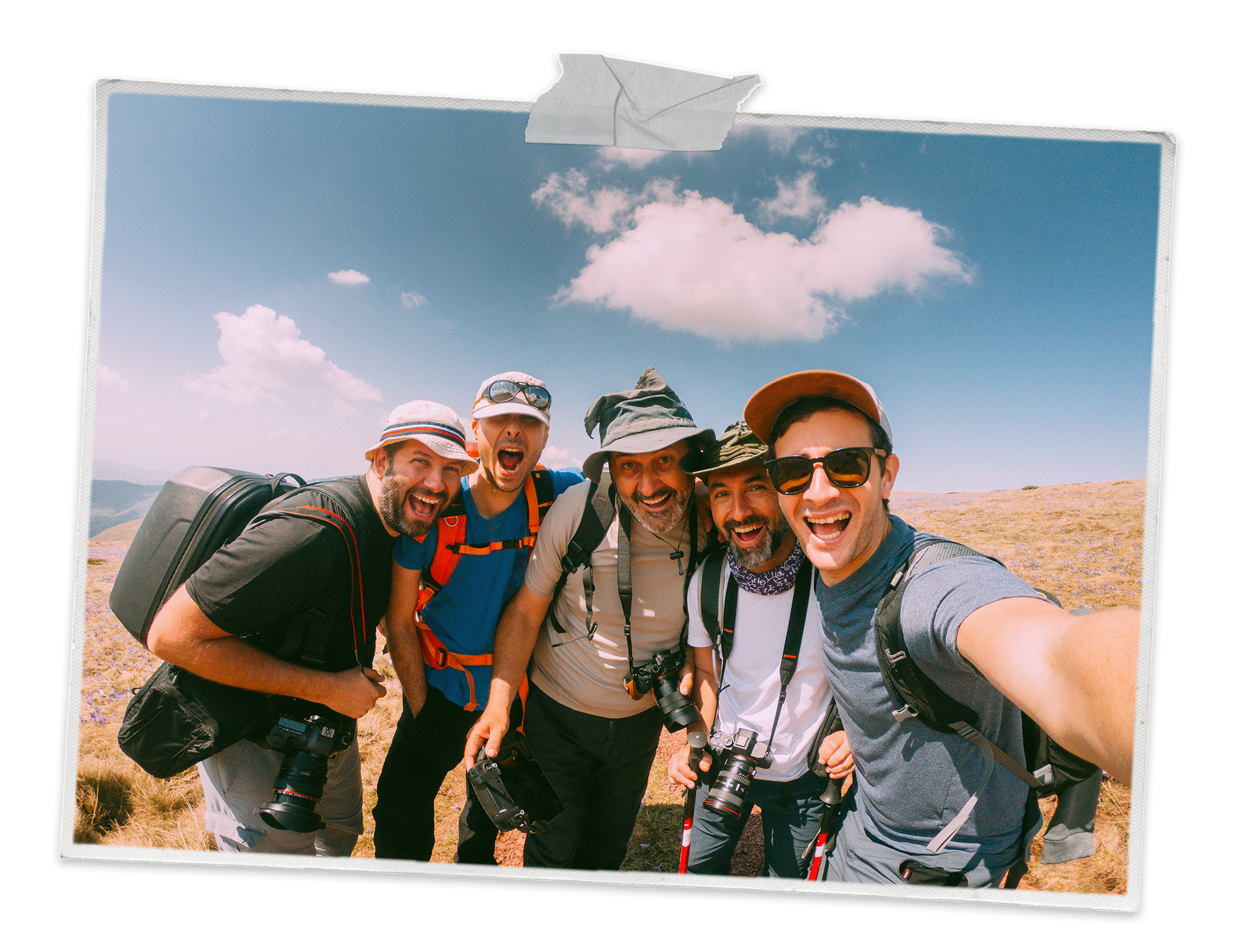 A group of male hikers
