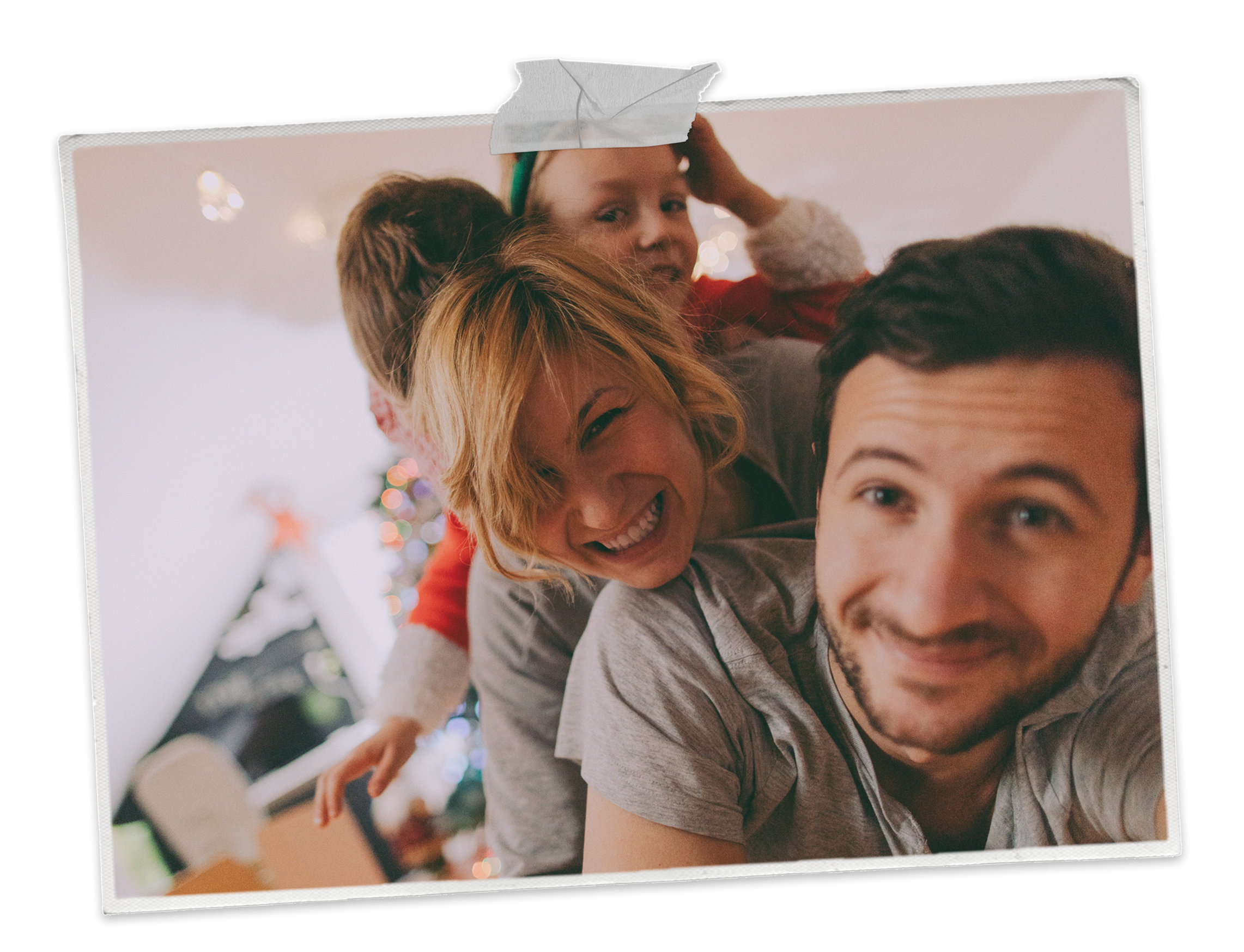 Young family being cheerful
